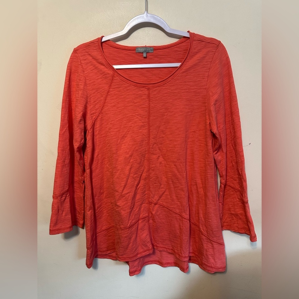 Habitat Coral Flare Sleeve Asymmetrical Top Small Lagenlook Artsy Minimalist